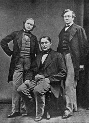 Gustav Kirchhoff, Robert Bunsen és Henry Roscoe, tudósok, 1860