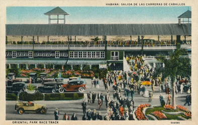 Havanna: A lóverseny kezdete. Eastern Park versenypálya, c1910