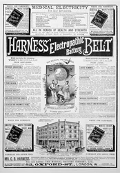 Harness Electropathic Battery Belt hirdetés, 1893