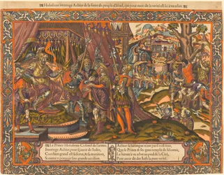 Holofernész vallató Achior, c. 1575.