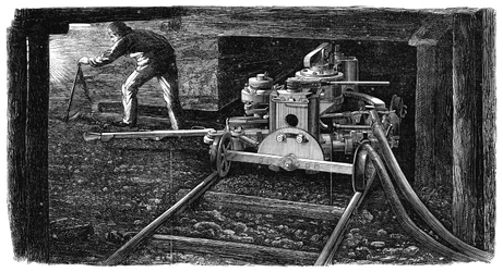 Hidraulikus szénvágó gép, The Iron Man néven, 1867