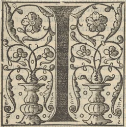 I. betű füzérekkel, 16. század közepe.