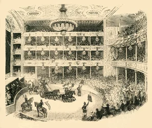 Az Astleys Amfiteátrum belseje 1843-ban, 1878-ban.
