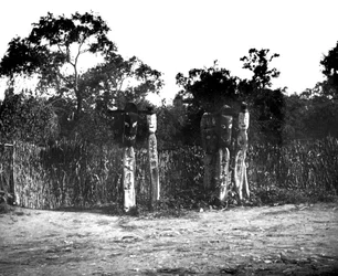 Jangseung, fa totemoszlopok, Korea, 1900