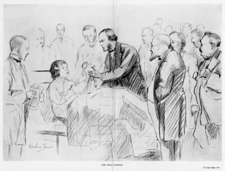 Joseph Lister, angol sebész a glasgow-i királyi gyengélkedő kórtermében, 1867 1927