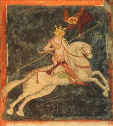 László király II. Jagiello. Freskó a lublini Szentháromság-kápolnában, 15. század eleje