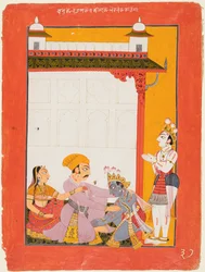 Krisna és Balarama megérintette Vasudeva és Devaki lábát, 1730-40.
