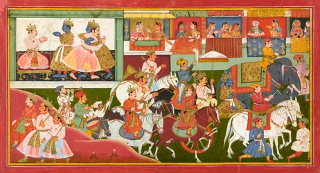 Krisna búcsút int, fólió egy Bhagavata Puránából, kb. 1680-1690.