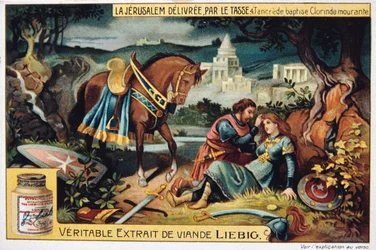 La Jerusalem delivery par le Tasse, Tancrede megkereszteli a haldokló Clorinde-ot. 19. század