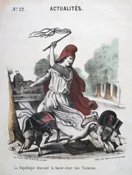 A Köztársaság üldözi a Tuilleries-i alsó udvart, allegorikus rajzfilm, 1870-1871