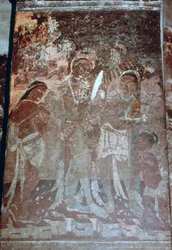 Hölgy a WC-nél, barlangfreskó, Ajanta, India. 1-5. 20. század