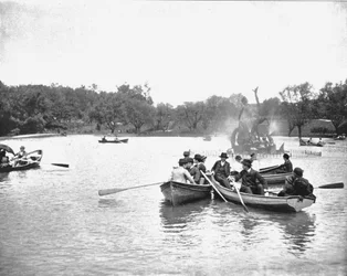 Lake in Wade Park, Cleveland, Ohio, USA, 1900.