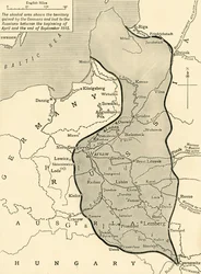 Németország által Oroszországtól elvett földterület, első világháború, 1915, c1920.