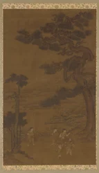 Táj: kézművesek egy nagy fenyő alatt, Ming-dinasztia, XVI-XVII.
