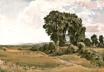 Tájkép, Wareham közelében, Dorset – egy szabadtéri vázlat, c1900.