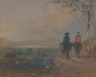 Táj tóval és két lovagló alakkal, kb. 1820.