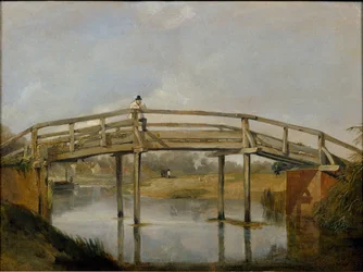 Táj folyóval és híddal, 1830