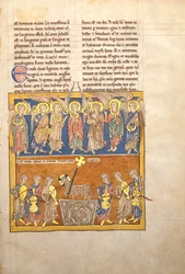 Levél egy Beatus-kéziratból: Hét angyal tartja a hét utolsó csapás poharát.., kb. 1180.