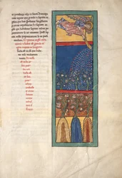 Levél egy Beatus-kéziratból: Az első angyal trombitán szól..., kb. 1180.