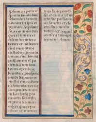 Levél egy órakönyvből: Szöveg illusztrált szegéllyel verso, c. 1510.