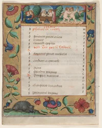 Levél egy zsoltárból és imakönyvből: Naptároldal munkásságokkal verso, c. 1524.