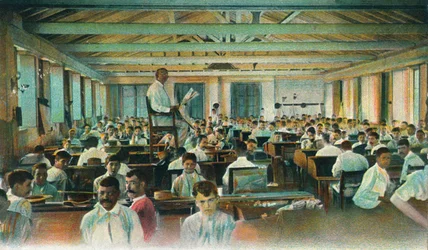 Lektor szivarhengerekhez olvas, Szivargyár, Havanna, Kuba, 1910-es évek
