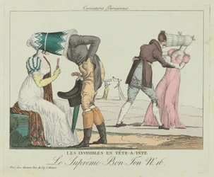 Az egy az egyben láthatatlanok egy az egyben Poke Bonnets-el, c. 1805.