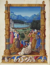 Les Très Riches Heures du Duc de Berry, 133v fólió - Az igazi kereszt feltárása