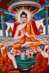 A Buddha élete Arahants gyülekezési utasítása, Siem Reap, Kambodzsa