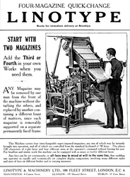 Linotype & Machinery Ltd. hirdetés, 1919