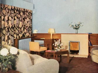 Nappali Miss Dinshaws apartmanban, Stockleigh Hall, Regents Park, Gordon Russell Ltd., 1937