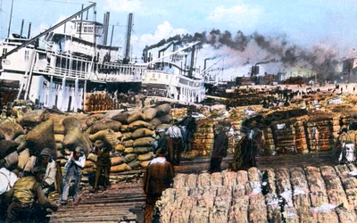 Pamut berakodása egy hajóra, Memphis, Tennessee, USA, 1900-as évek