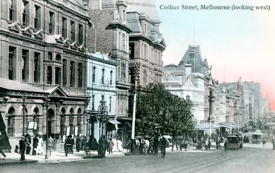 Nyugatra nézve a Collins Street mentén, Melbourne, Ausztrália, 1912