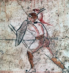 Lucaniánus falfestmény egy harcosról, IV. század