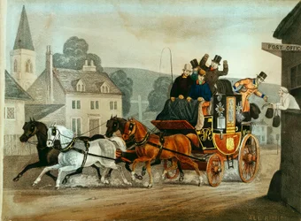 Postakocsi a Bath-Londonba tartó távon, c1840