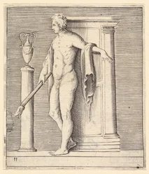 Ember fáklyával a templomajtóban, megjelent kb. 1599-1622.