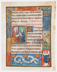Kéziratos levél az órák könyvéből, kb. 1500.