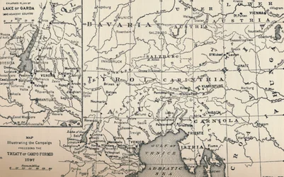 A Campo-Formiói Szerződést megelőző kampányt ábrázoló térkép, 1797, 1896