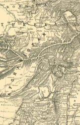 Robertss tábornok Kabulba vezető útvonalát és a brit és orosz határokat jelző térkép, 1901.