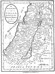 Kánaán térképe, Izrael tizenkét törzsére osztva, 1830 körül