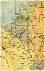 A belga határ térképe erődökkel, 1919.