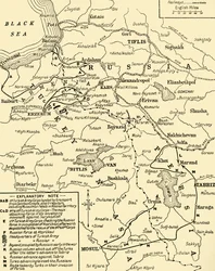 Oroszország és Törökország határának térképe, első világháború, 1920 körül