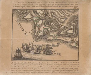 Anapa tengeri erődjének orosz csapatok általi elfoglalását ábrázoló térkép a Fekete-tengernél, 1791 júniusában, 1791.