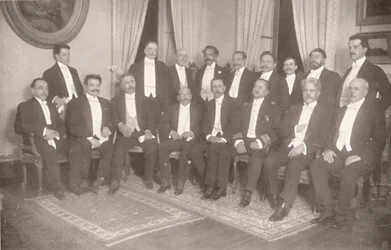 Hermes da Fonseca marsall államtitkáraival és tanácsadóival, 1914