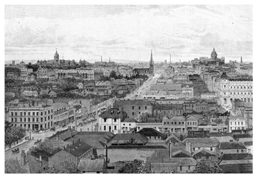 Melbourne kelet felé néz, Victoria, Ausztrália, 1886