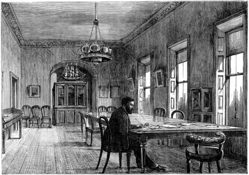 Michael Davitt a Land League bizottsági termében, Upper Sackville Street-ben, Dublinban, 1891
