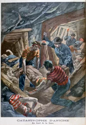 Bányaomlás, Aniche, Franciaország, 1900