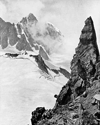 Mont Maudit az Aiguille Marbrees-ből, az Alpokból, a XX. század elején