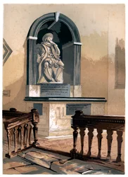Francis Bacon emlékműve a St Michaels templomban, St Albans közelében, Hertfordshire, 1850