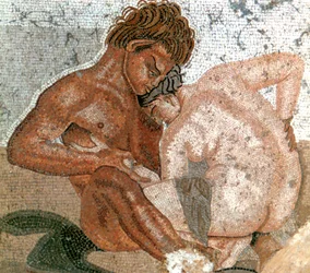 Szatír és nimfa mozaikja, Faun háza, Pompeii, Olaszország